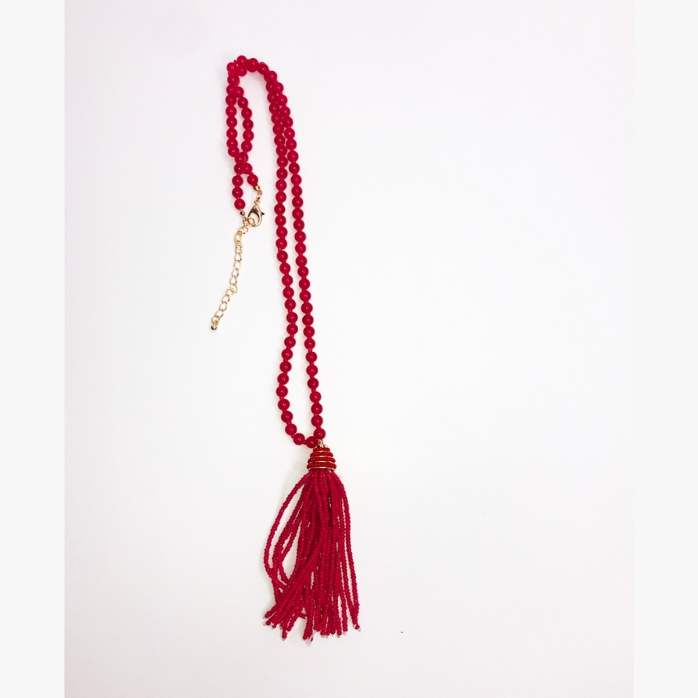 Rah Rah Red Rebel Tassel Necklace - Picture 2 of 2